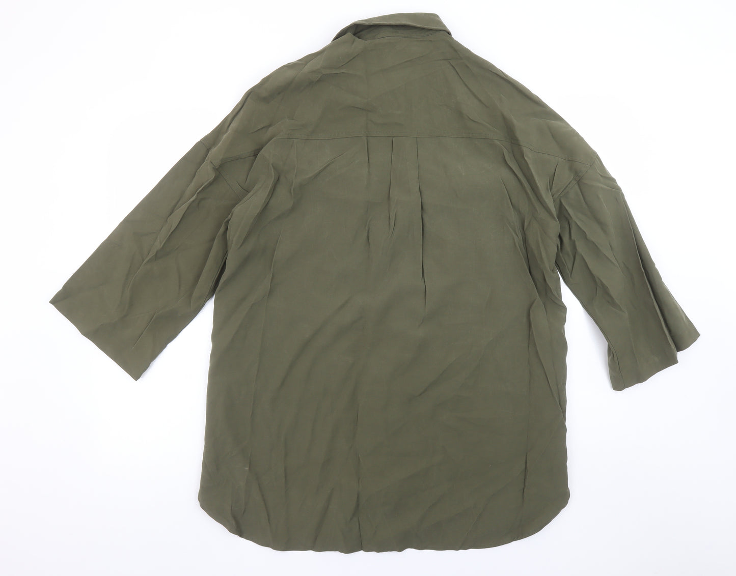 Stradivarius Women’s Green Button-Up Relaxed Shirt Size 12