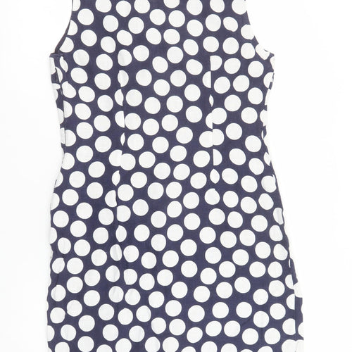 Marks and Spencer Women Blue Polka Dot Linen Shift Dress Size 12