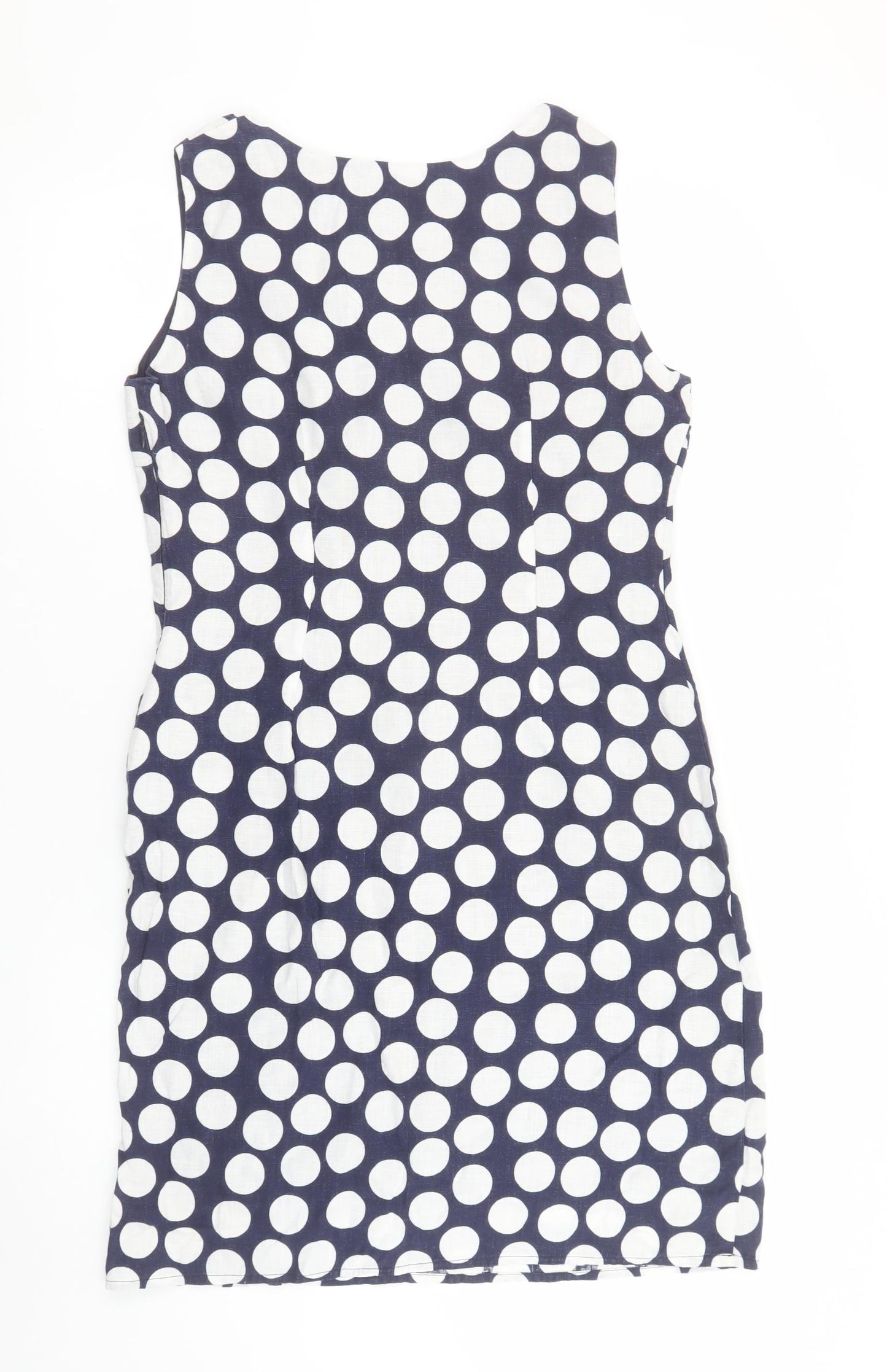 Marks and Spencer Women Blue Polka Dot Linen Shift Dress Size 12