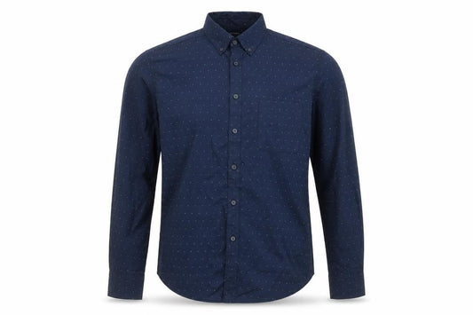 Front view of Dunnes Men's Blue Regular Fit Cotton Long Sleeve Button-Up Shirt L