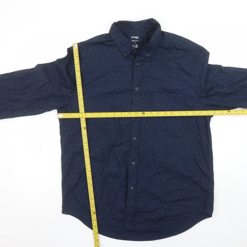 Dunnes Stores Men's Blue Regular Fit Cotton Long Sleeve Button-Up Shirt L