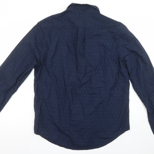 Dunnes Stores Men's Blue Regular Fit Cotton Long Sleeve Button-Up Shirt L