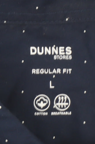 Dunnes Stores Men's Blue Regular Fit Cotton Long Sleeve Button-Up Shirt L