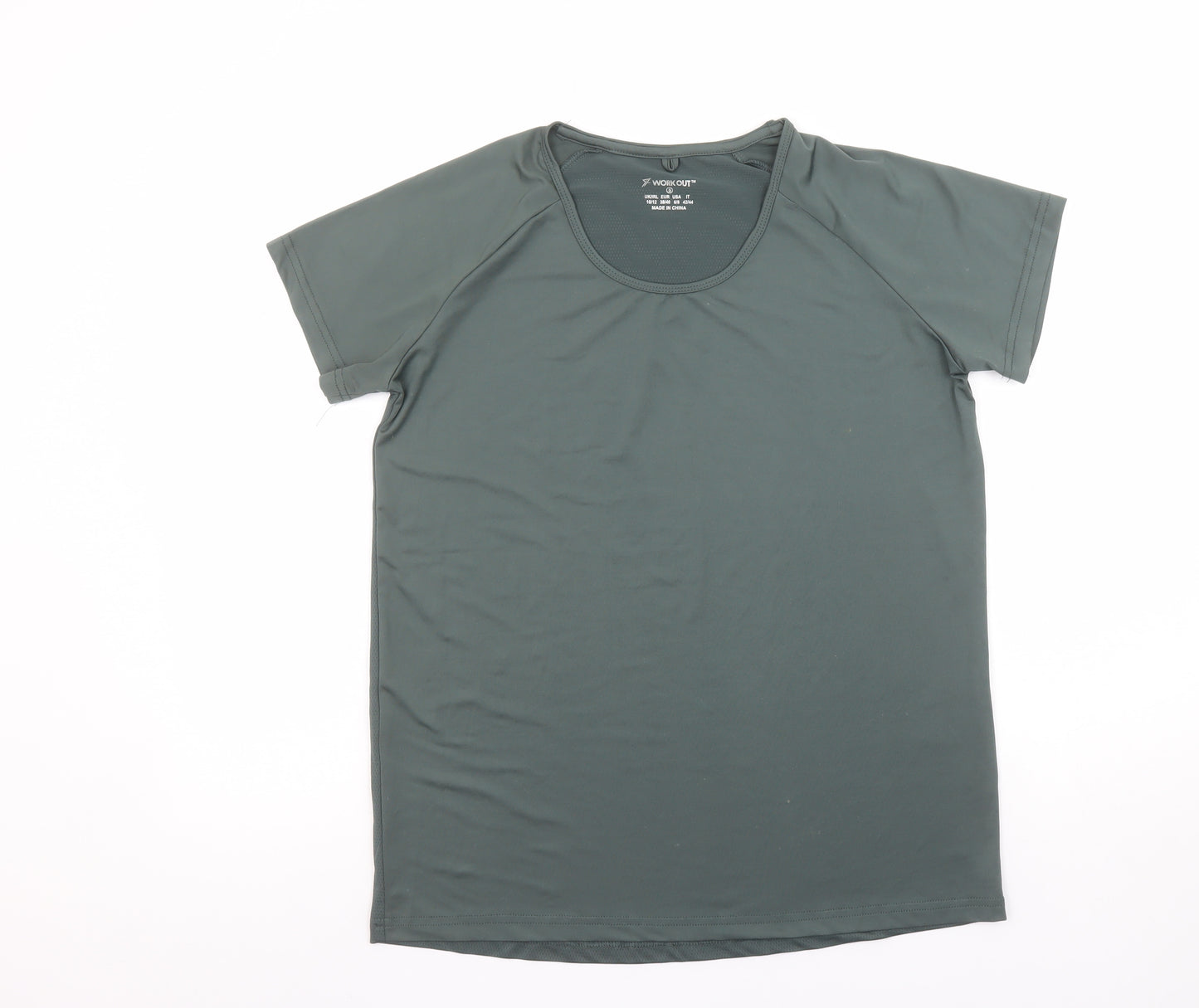 WORK OUT Women Green Short Sleeve Athletic T-Shirt Size S 10/12