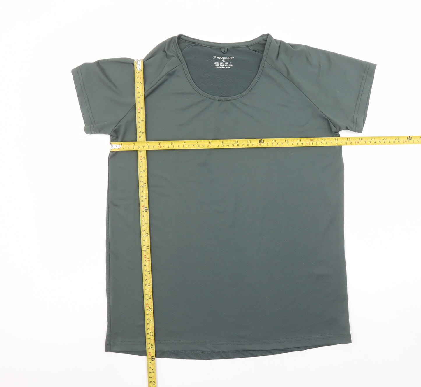 WORK OUT Women Green Short Sleeve Athletic T-Shirt Size S 10/12