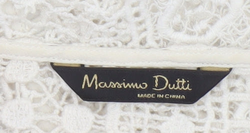 Massimo Dutti Women Ivory Crochet Kimono Blouse Size S