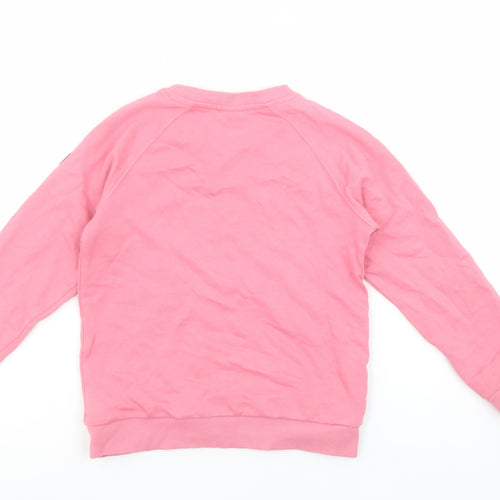 Polarn O. Pyret Girls Pink Long Sleeve Cotton Pullover Sweatshirt 6-7 Years