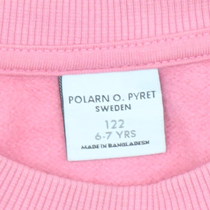 Polarn O. Pyret Girls Pink Long Sleeve Cotton Pullover Sweatshirt 6-7 Years
