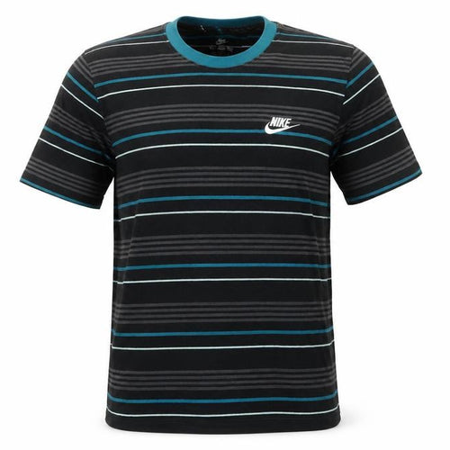 Nike Men's Black Striped Crew Neck Cotton T-Shirt Size M