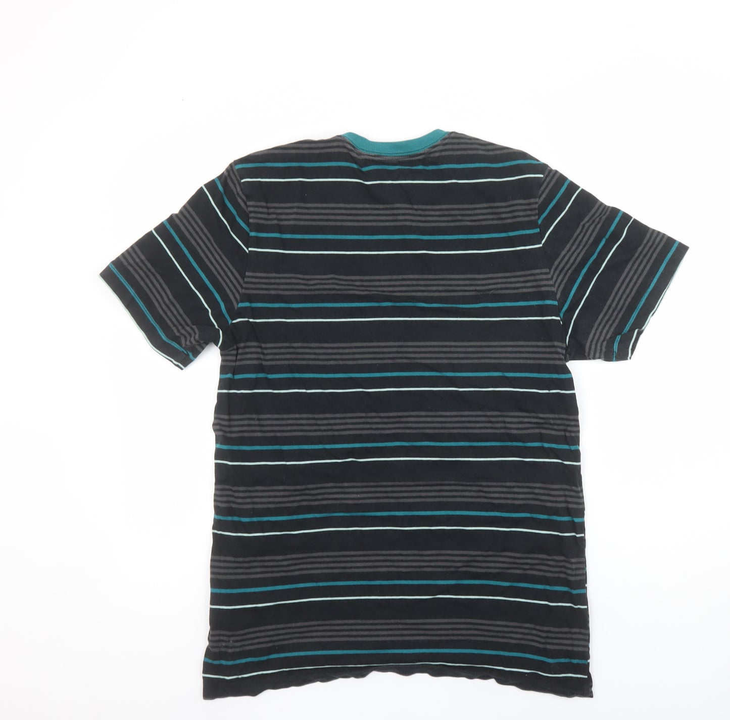 Nike Men's Black Striped Crew Neck Cotton T-Shirt Size M