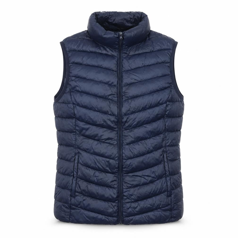 Front view of St Bernard Men's Blue Puffer Waistcoat Medium 40in Full Zip Lightweight