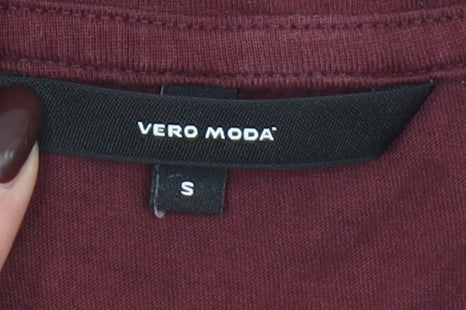 Vero Moda Women’s Red Cotton Crew Neck Short Sleeve T-Shirt Size S