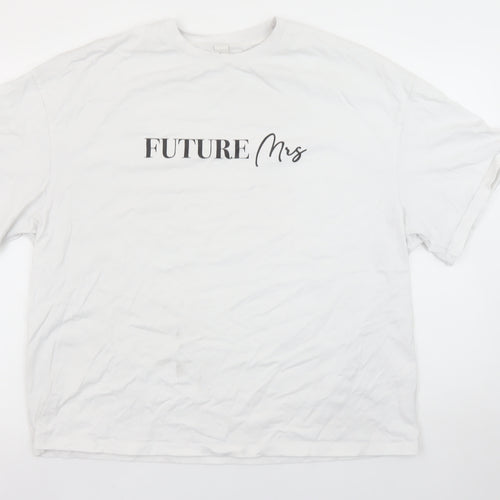 Missguided Women's White 'Future Mrs' Cotton T-Shirt Size L