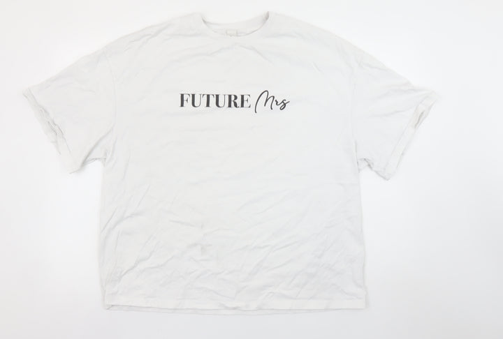 Missguided Women's White 'Future Mrs' Cotton T-Shirt Size L