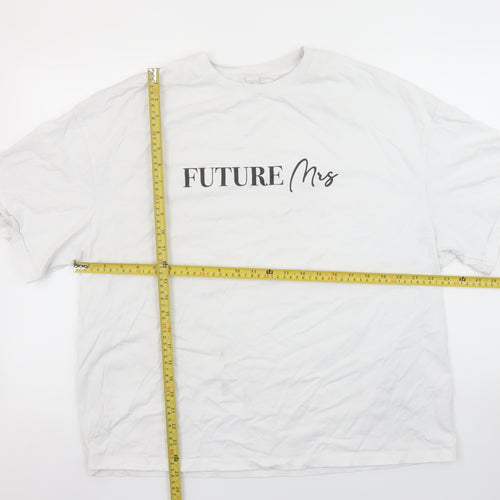 Missguided Women's White 'Future Mrs' Cotton T-Shirt Size L