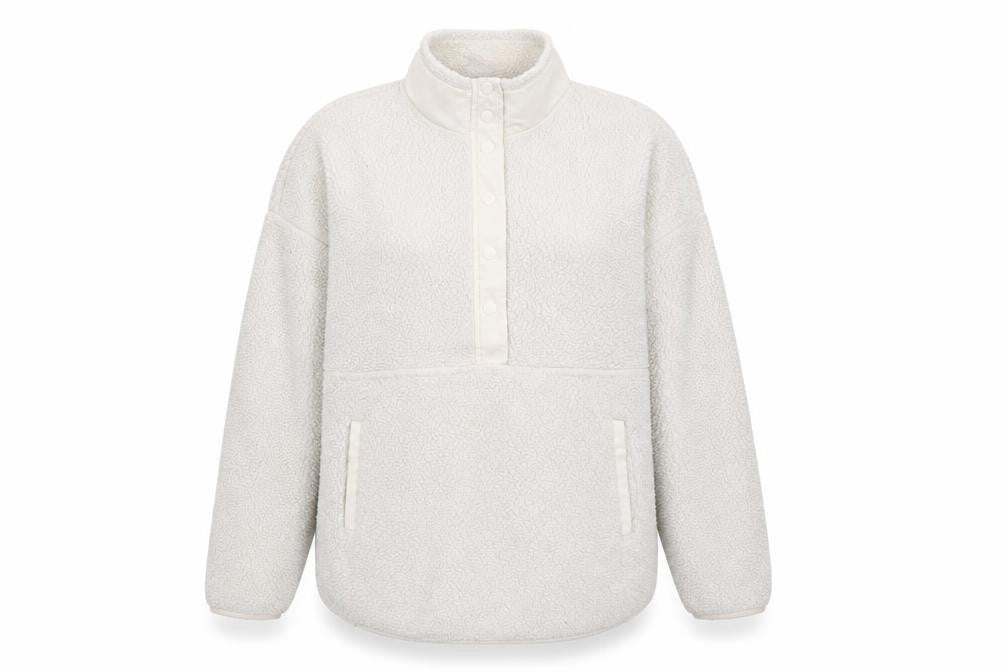 Front view of Dunnes Women's Cream Fleece Pullover Sweatshirt Medium