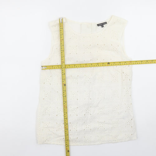 Warehouse Women’s Ivory Cotton Lace Sleeveless Camisole Blouse UK 8