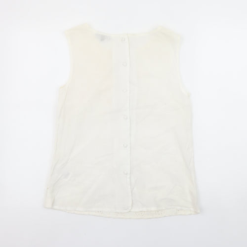 Warehouse Women’s Ivory Cotton Lace Sleeveless Camisole Blouse UK 8
