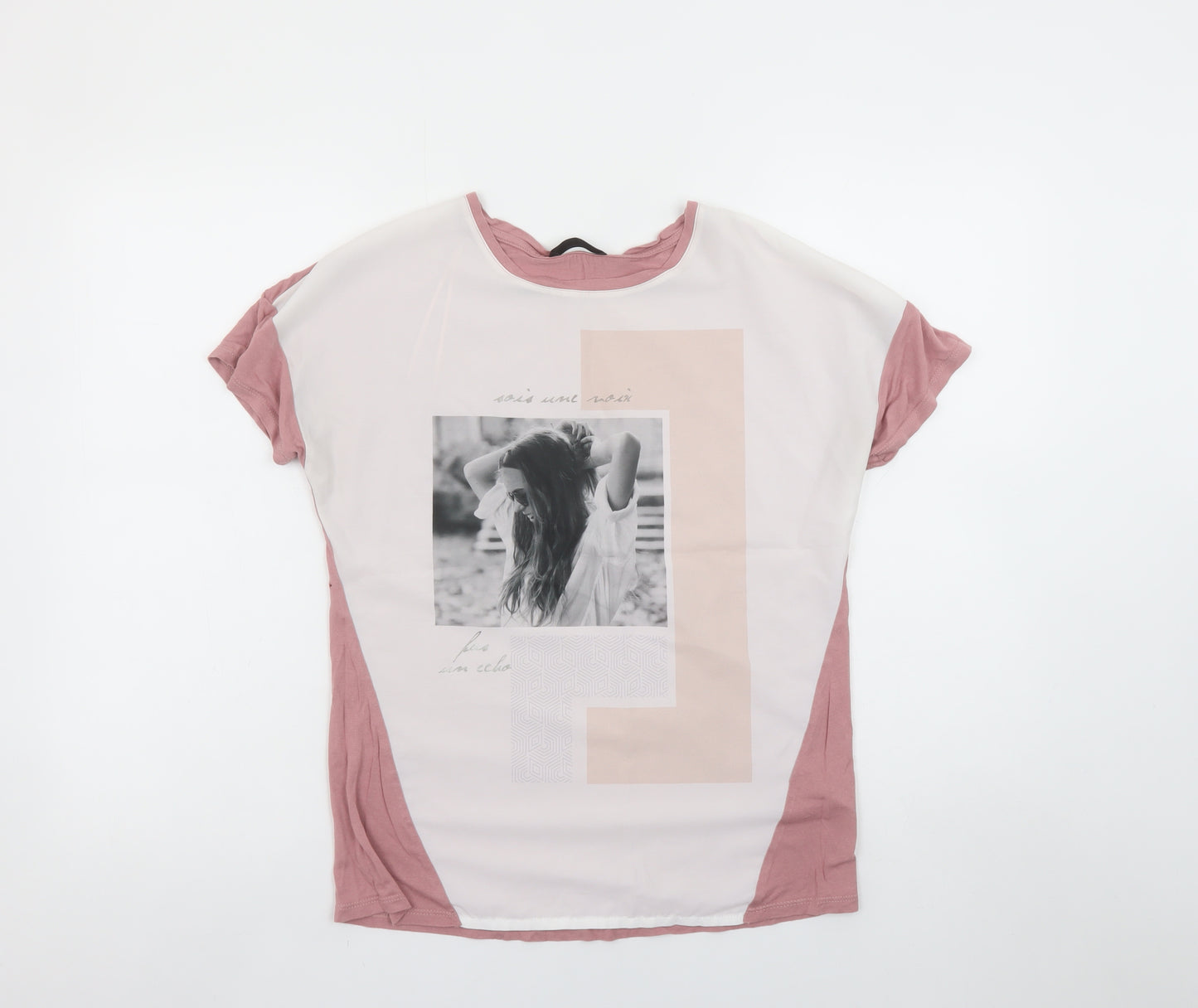 Dunnes Womens Pink Graphic Print Short Sleeve T-Shirt Size 8