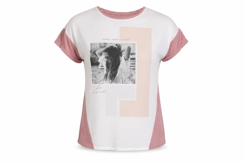 Dunnes Womens Pink Graphic Print Short Sleeve T-Shirt Size 8