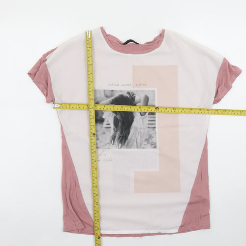 Dunnes Womens Pink Graphic Print Short Sleeve T-Shirt Size 8