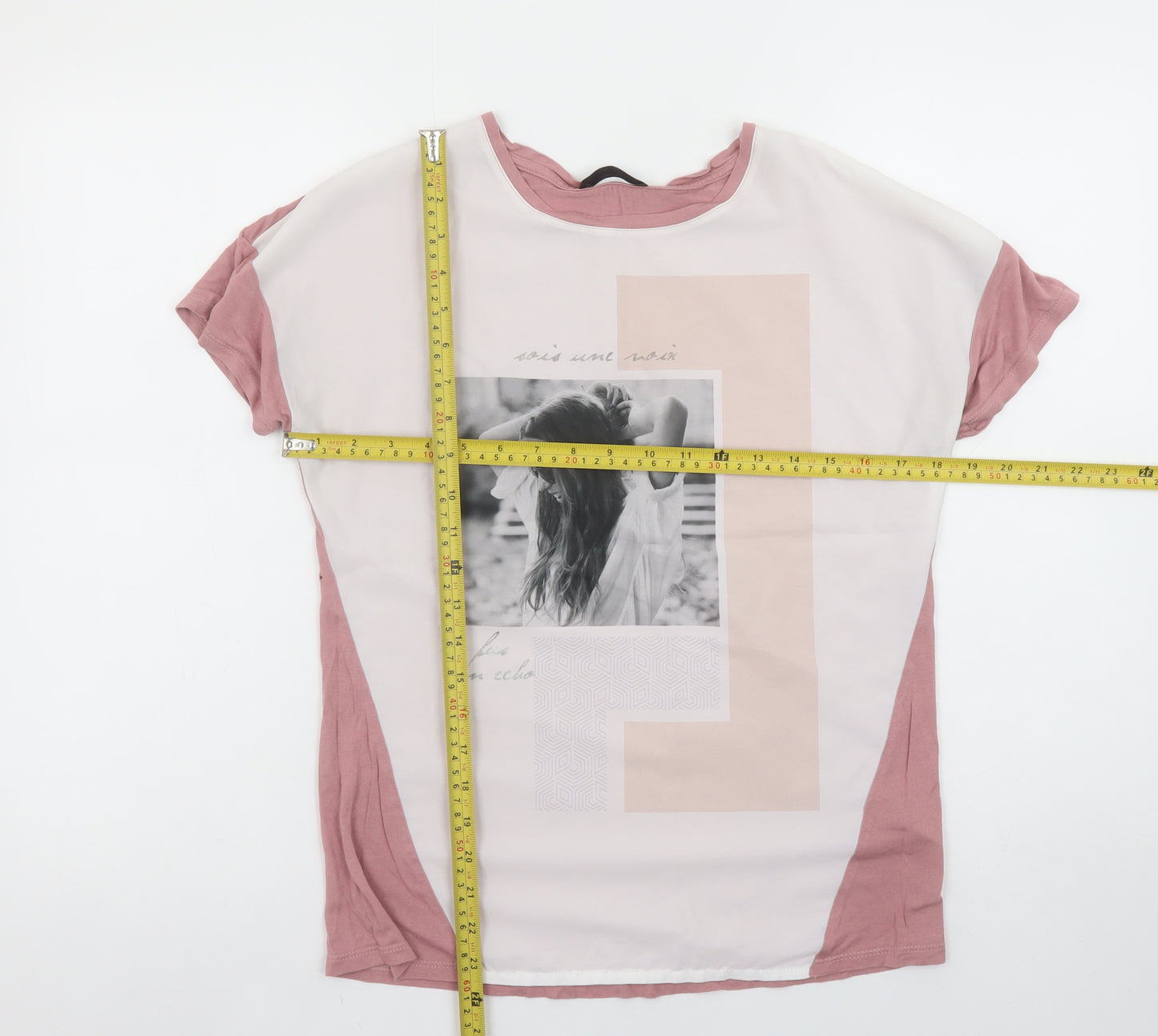 Dunnes Womens Pink Graphic Print Short Sleeve T-Shirt Size 8