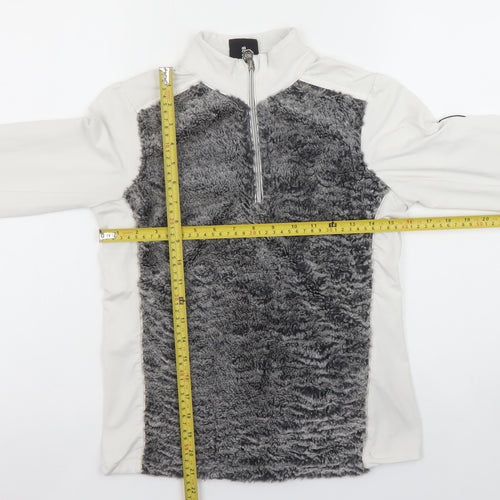 Dare 2B Women's Grey White 1/2 Zip Fleece Pullover UK 8