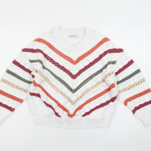Gallery Women’s Multicoloured Striped Knit V-Neck Jumper XS