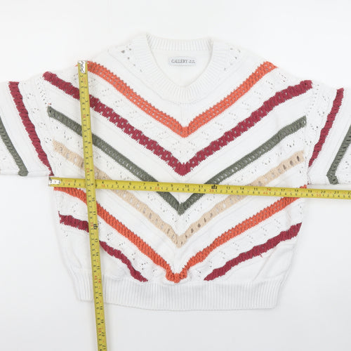 Gallery Women’s Multicoloured Striped Knit V-Neck Jumper XS