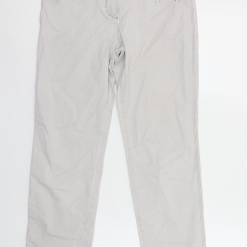 Bianca Women Grey Straight Corduroy Rhinestone Jeans Size 10