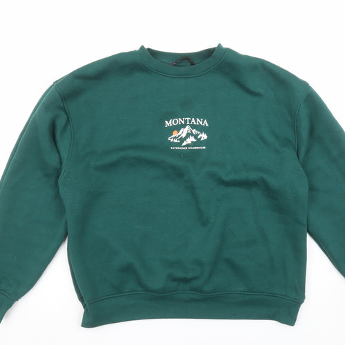 Dunnes Women Green Pullover Sweatshirt Medium Montana Print