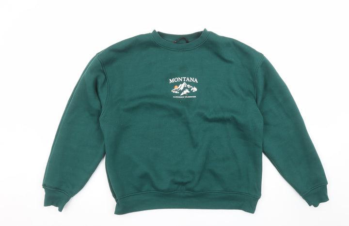 Dunnes Women Green Pullover Sweatshirt Medium Montana Print