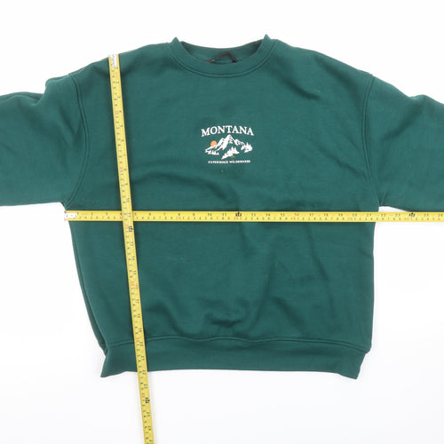 Dunnes Women Green Pullover Sweatshirt Medium Montana Print