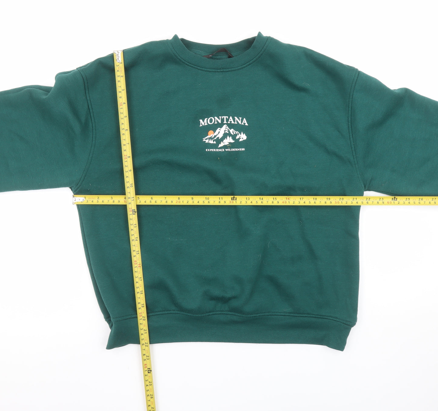Dunnes Women Green Pullover Sweatshirt Medium Montana Print