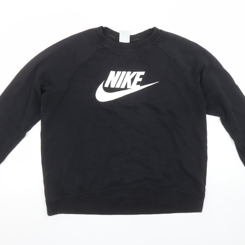 Nike Women Black Large Pullover Sweatshirt Crew Neck Logo Print