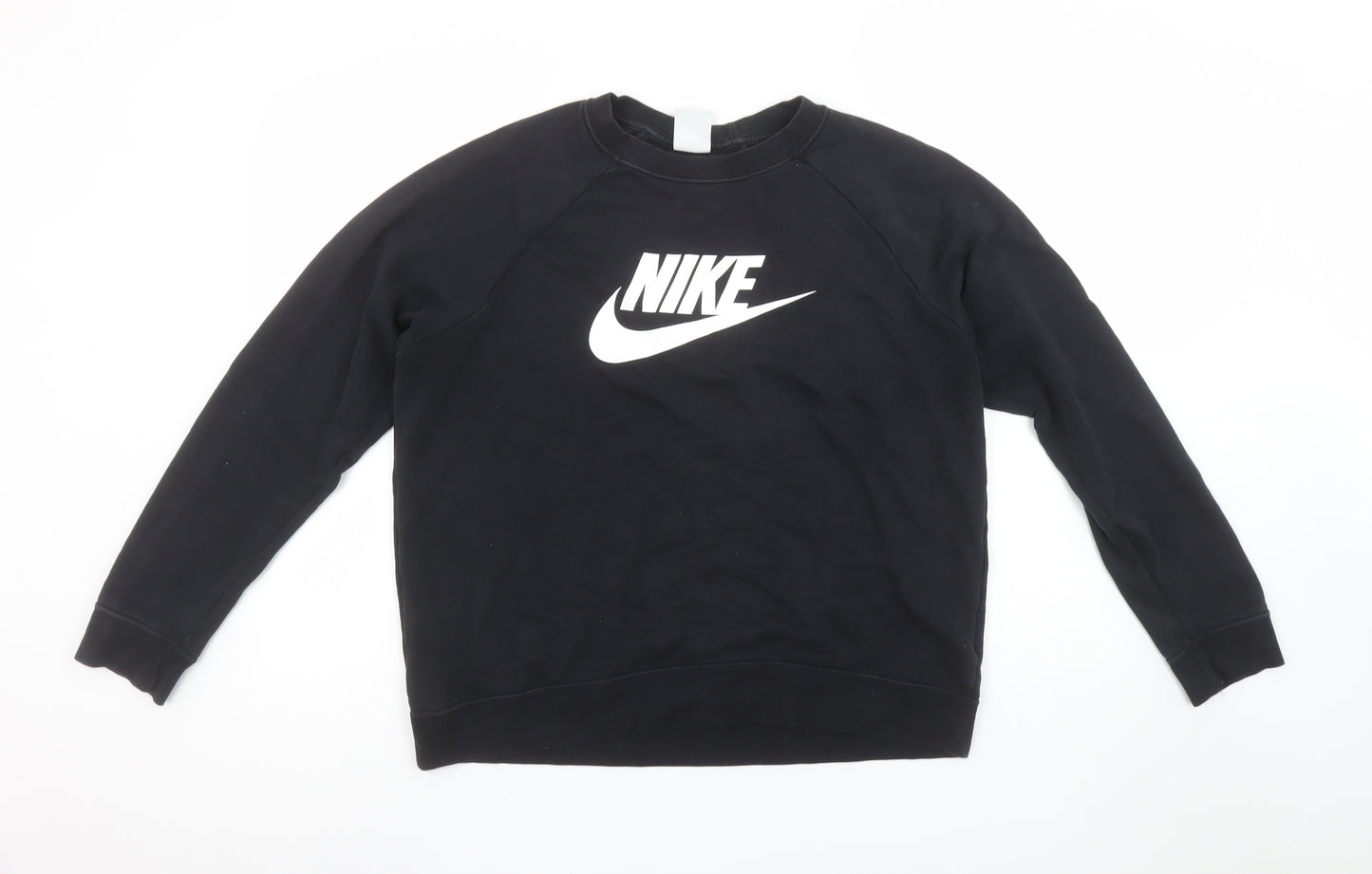 Nike Women Black Large Pullover Sweatshirt Crew Neck Logo Print