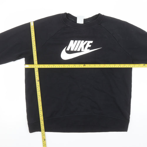 Nike Women Black Large Pullover Sweatshirt Crew Neck Logo Print