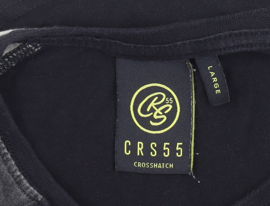 Crosshatch Men's Black Camouflage Panel Crew Neck T-Shirt Large