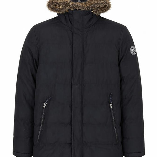 Tog Twenty Four Men's Black S Hooded Parka Winter Jacket with Faux Fur Trim