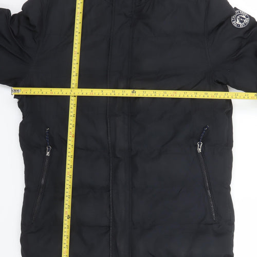Tog Twenty Four Men's Black S Hooded Parka Winter Jacket with Faux Fur Trim