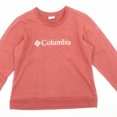 Columbia Women’s Pink Logo Crew Neck Sweatshirt Size L Cotton Blend