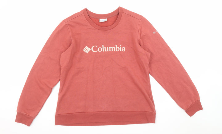 Columbia Women’s Pink Logo Crew Neck Sweatshirt Size L Cotton Blend