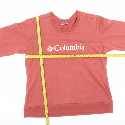 Columbia Women’s Pink Logo Crew Neck Sweatshirt Size L Cotton Blend