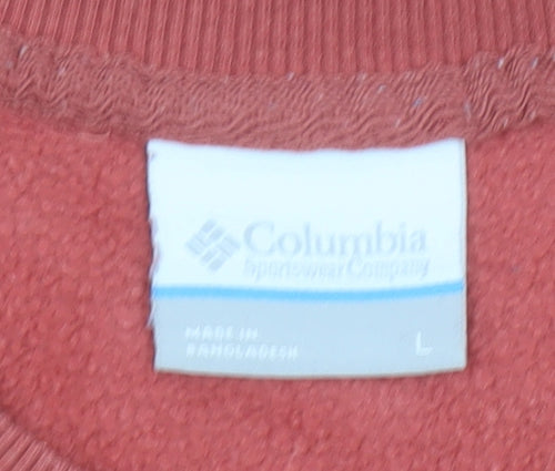 Columbia Women’s Pink Logo Crew Neck Sweatshirt Size L Cotton Blend