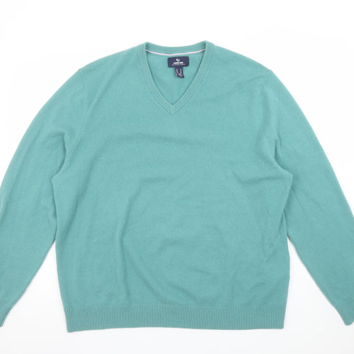 Lands' End Men's Green XL Cashmere V-Neck Jumper