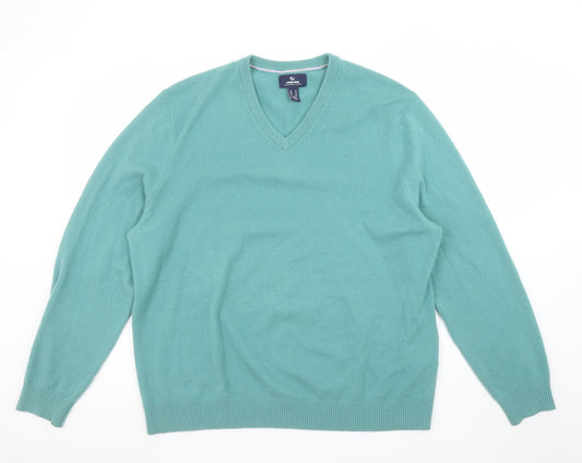 Lands' End Men's Green XL Cashmere V-Neck Jumper