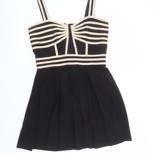 Warehouse Women’s Black & Beige Fit & Flare Short Dress UK12