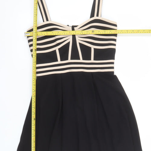 Warehouse Women’s Black & Beige Fit & Flare Short Dress UK12