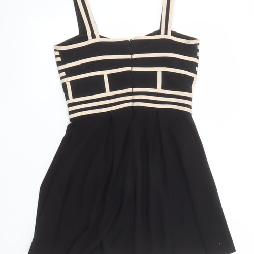 Warehouse Women’s Black & Beige Fit & Flare Short Dress UK12