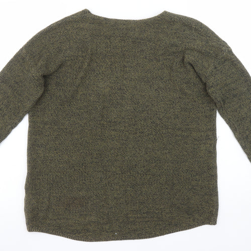 H&M Women’s Green V-Neck Cotton Knit Jumper Size 8